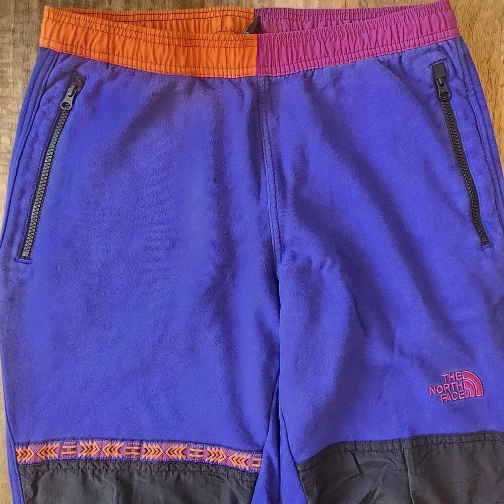 The North Face Rage Pants Mens Medium Blue Fleece Joggers Hiking Colorblock